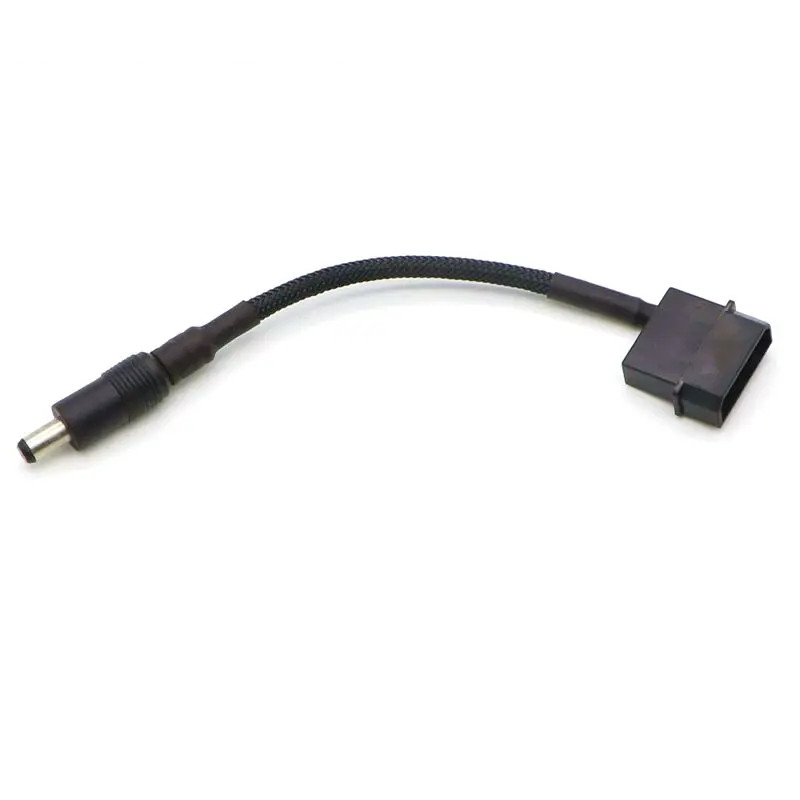 HONYA 10pcs/Lot 15cm Black Sleeved IDE Molex Male to DC 5.5*2.1mm Male Adapter Cable 12V