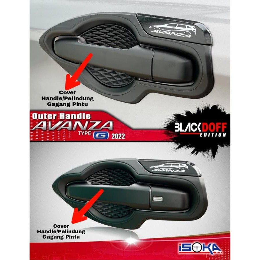 Cover Handle Pelindung Gagang Pintu AVANZA 2022 - HITAM DOFF