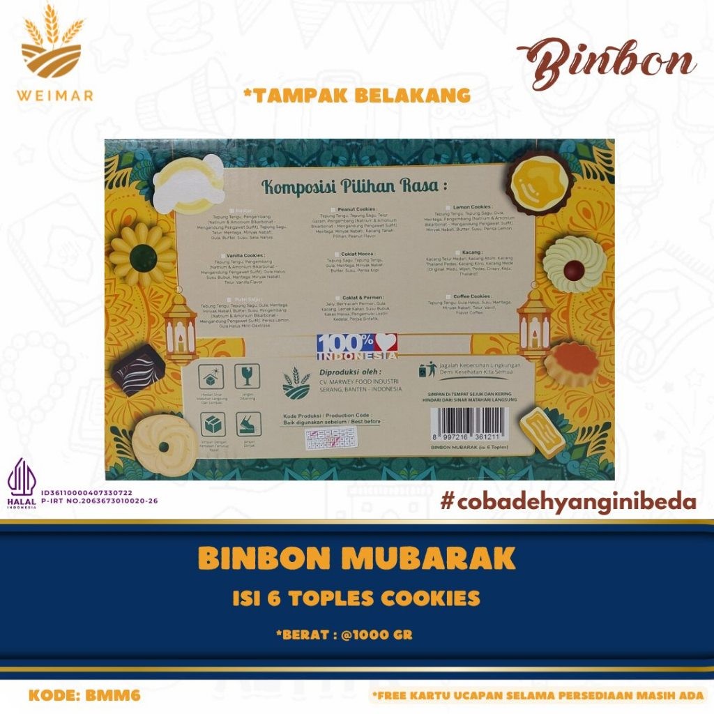 

BIG SALE Binbon Mubarak - Isi 6 Toples Hampers Lebaran Kue Kering