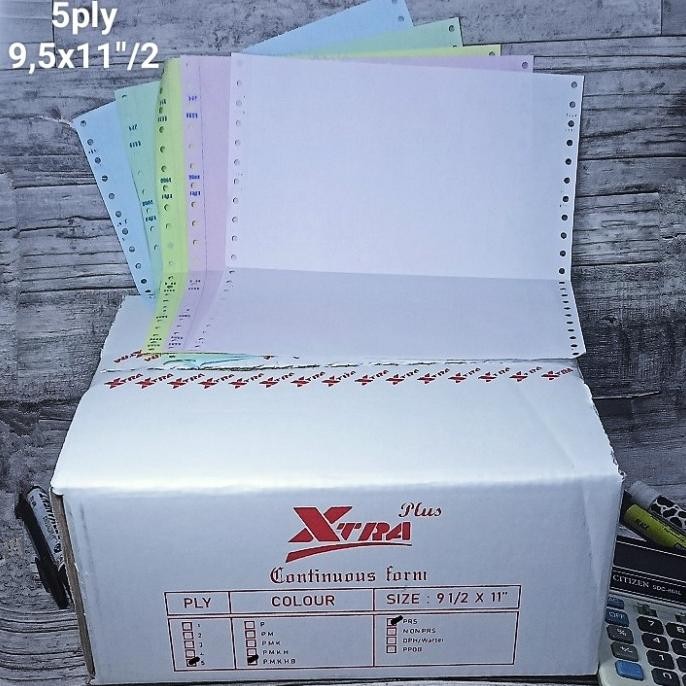 

Kertas Continuous form 4ply NCR isi 250sets 9.5x11dibagi 2