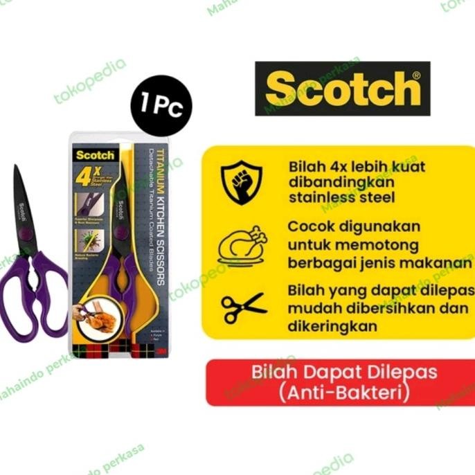 

Ready Scotch 3M Gunting Dapur Titanium Kitchen Scissors KS-DT Purpel 9 Inch