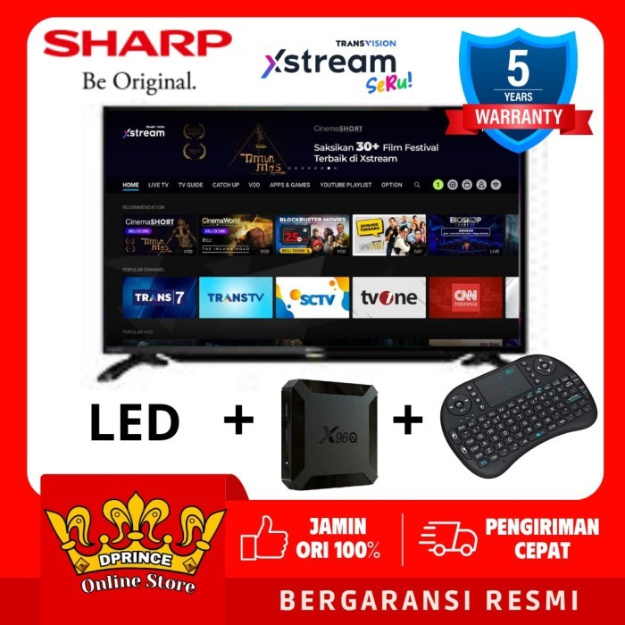 SHARP AQUOS LED 32 INCH DIGITAL SMART ANDROID BOX RAM 2GB 2T-C32DC1I