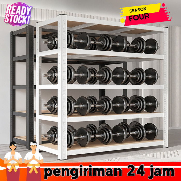 Rak Besi Siku Lubang Serbaguna 5 Tingkat Rak Gudang Rak Toko Rak Aquarium 6 Susun SEASON