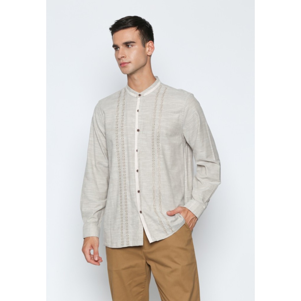 WR634 VALINO KEMEJA KOKO LENGAN PANJANG PRIA KHAKI - V-BDEA09-C5 SALE