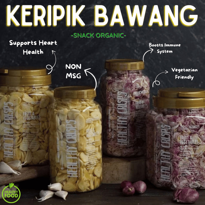 

TERLENGKAP HEALTHY CRISPS - BAWANG MERAH PUTIH - KERIPIK SAYUR