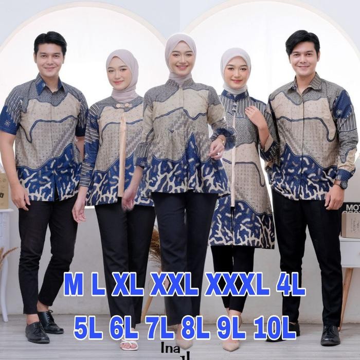 Couple Atasan Batik Pria Wanita Jumbo Kemeja Batik Pria Lengan Panjang Bluse Batik Modern Batik