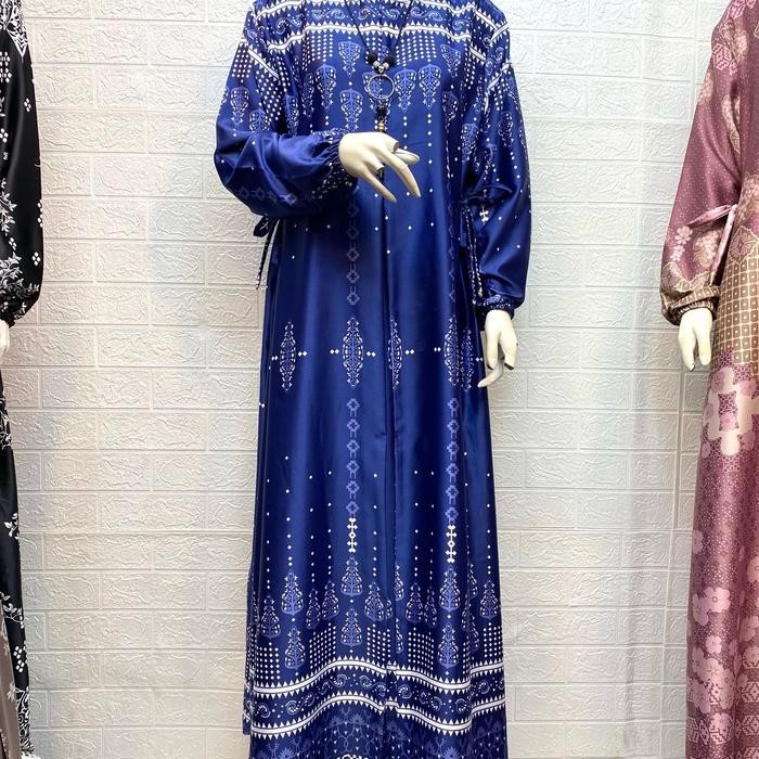 Gamis Dyork Silk Premium Motif Galaxsi/Gamis Kekinian/Gamis Seragaman/Gamis Pesta Alika Design 2025