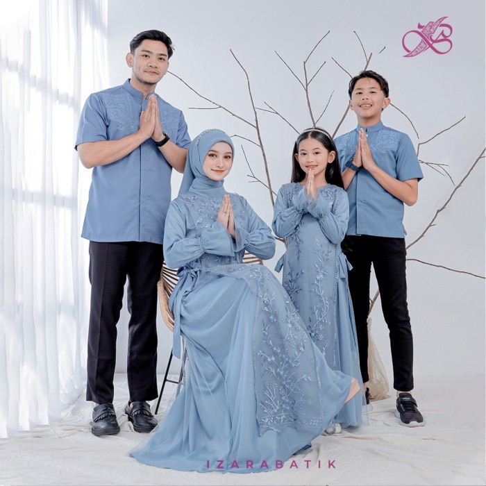 Amira Dress Sky Blue - Family Set Setelan Couple Keluarga Muslim