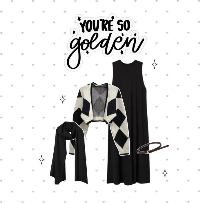 Aruna - 4In1 One Set Hijab Korean Style Ootd Hijab Dress Hitam Outfit Remaja Kekinian Outfit Bukber