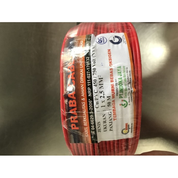 HARGA DISC - Kabel NYA Praba 2.5 MM 50 Meter