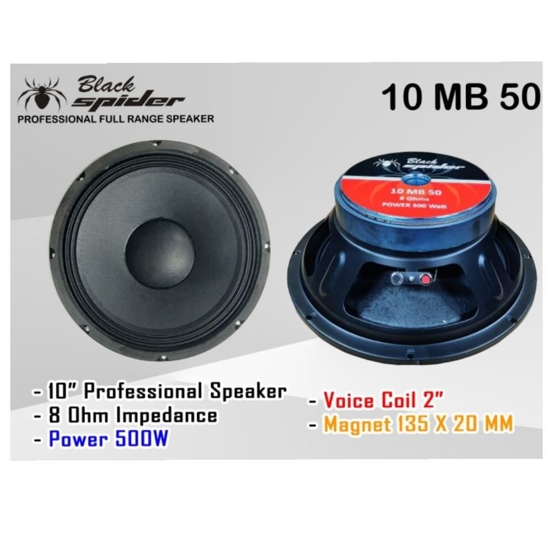 Speaker Black Spider 10inch 10MB50 Komponen Black Spider 10" 10 MB 50