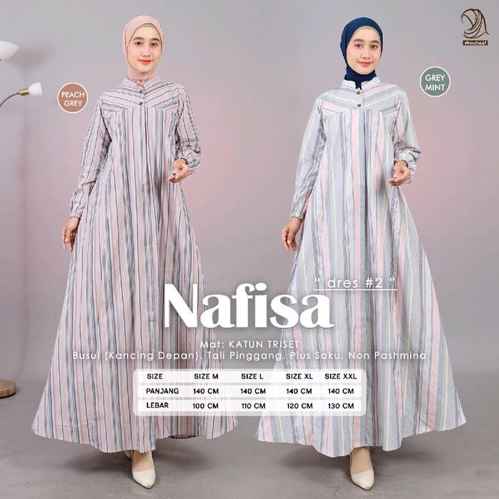 New Nafisa Dres - Gamis Kekinian Bahan Katun Triset Kotak Kotak Dan Salur By Annaira.Id Menyusui