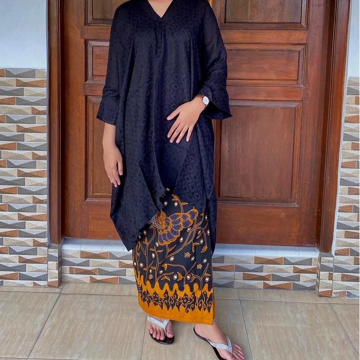 Blouse Kaftan Tunik Aruna Polos Batik Viscose (Hanya Atasan)