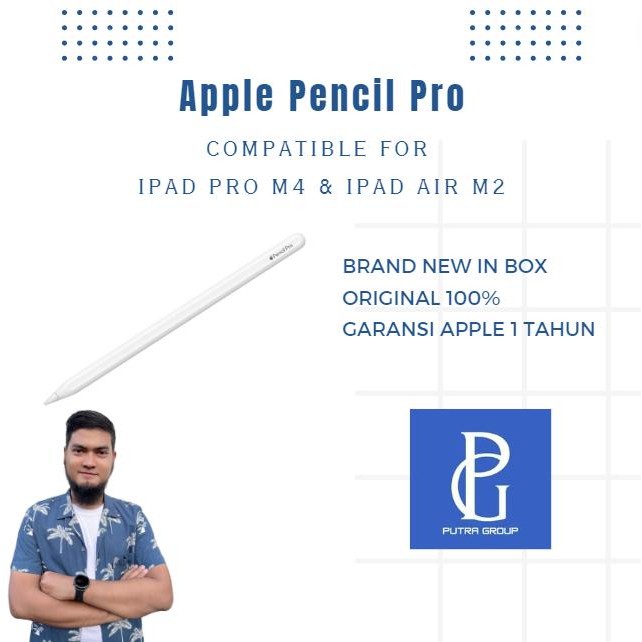 (PUTRA GROUP X IRVAN GALIH) Apple Pencil Pro for iPad Pro M4 / Air M2 / Air 6 ORIGINAL Garansi