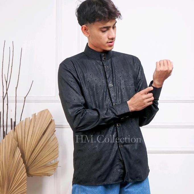 Hm - Sultan Hexagon - Kemeja Pria  Atasan Formal Lengan Panjang Jasko Sultan Motif Hexagon Kemko Sul