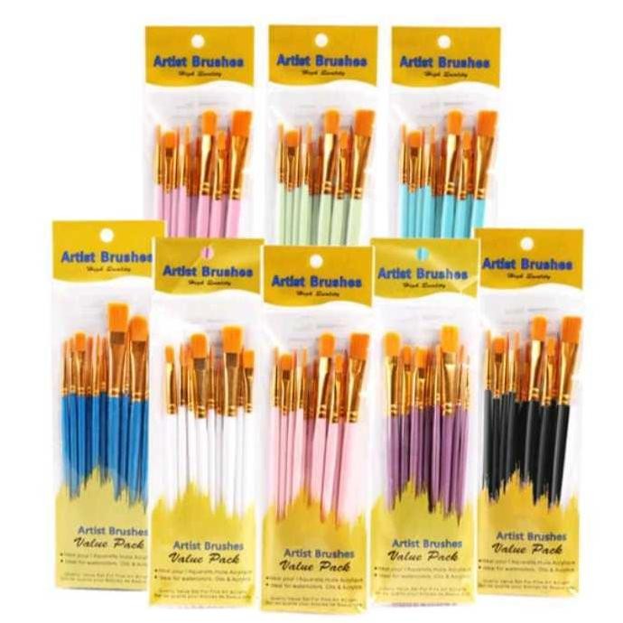 

Fx-23 1 Set 10Pcs Kuas Lukis / Set Kuas Melukis Cat Air, Acrylyc Dll / Painting Brush Bs
