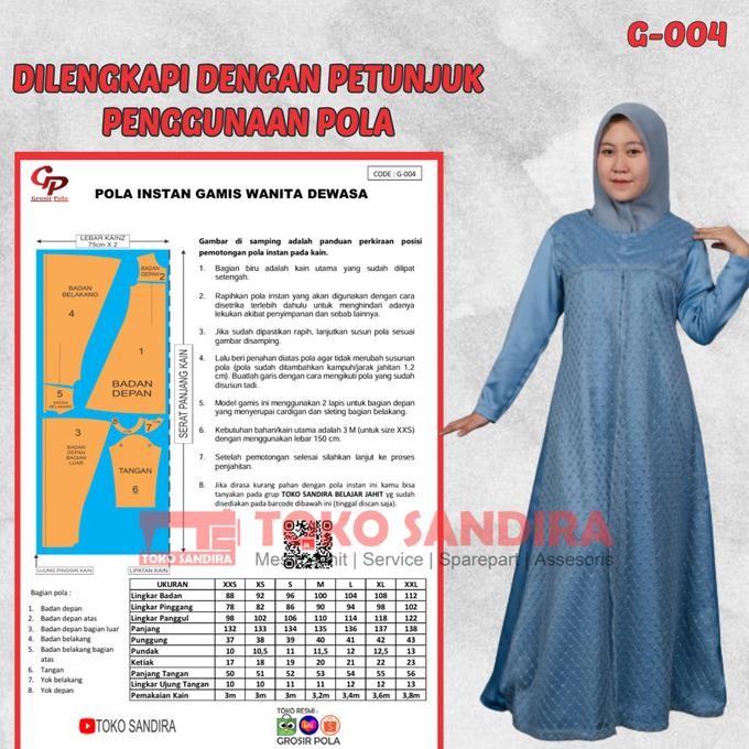 Pola Gamis/Pola Instan Gamis/Pola Gamis Wanita/Pola Instan Jiplak Best Seller