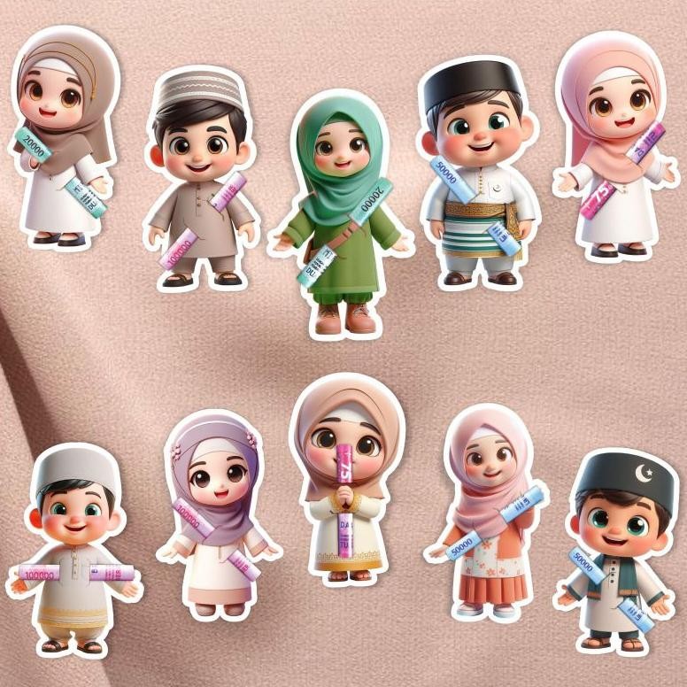 

see-97 (40pcs) Amplop lebaran gemoy karakter 3d idul fitri 2025 uang selip peluk angpao THR unik Murah
