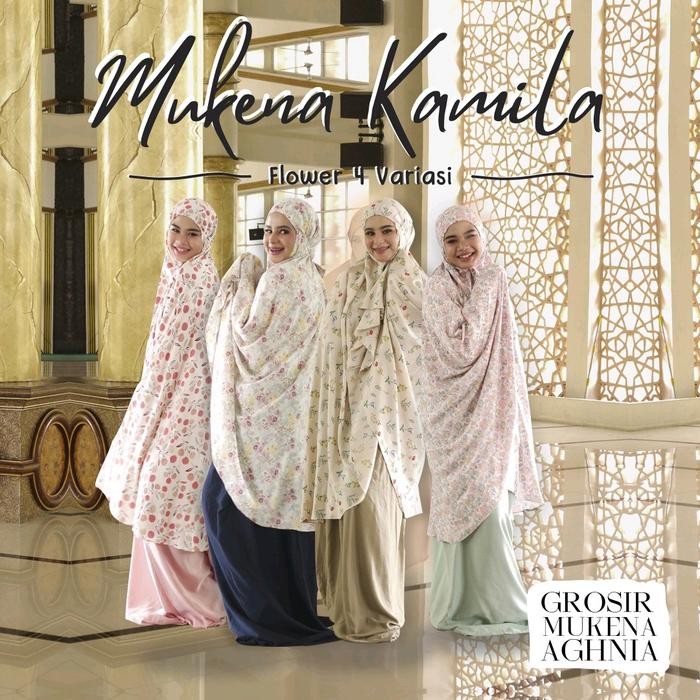 Mukena motif bahan katun rayon Katun Bunga Hitam Cokelat Navy Putih