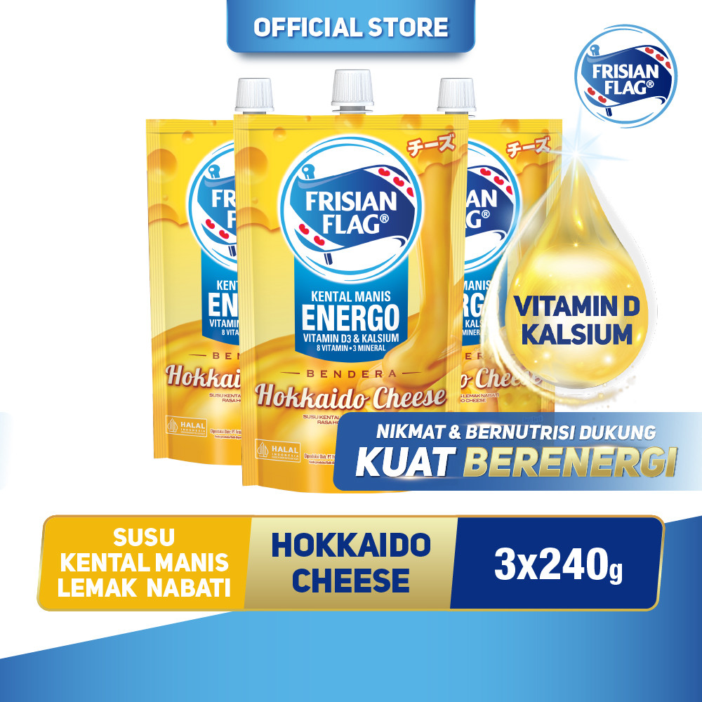 

Frisian Flag Kental Manis Lemak Nabati Hokkaido Cheese Pouch 240g x 3 Pcs