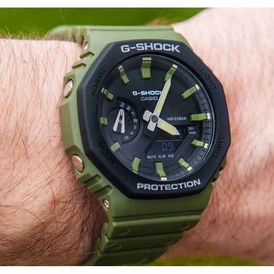 Limited Edition  Jam Tangan Pria Casio G-Shock Oak Ga-2100 Green Army #Gratisongkir #Sale #Discount