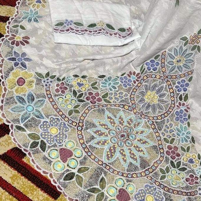 Spesial Mukena Kerancang Bunga Pungggung Kombinasi Warna Premium  Muslim Katun Mukena Kerancang Bord