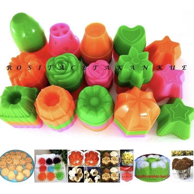 ORIGINAL [Isi12] Cetakan Kue Kukus Plastik Agar Jelly Puding Kue Putu Ayu Talam Bunga Mawar Sakura T