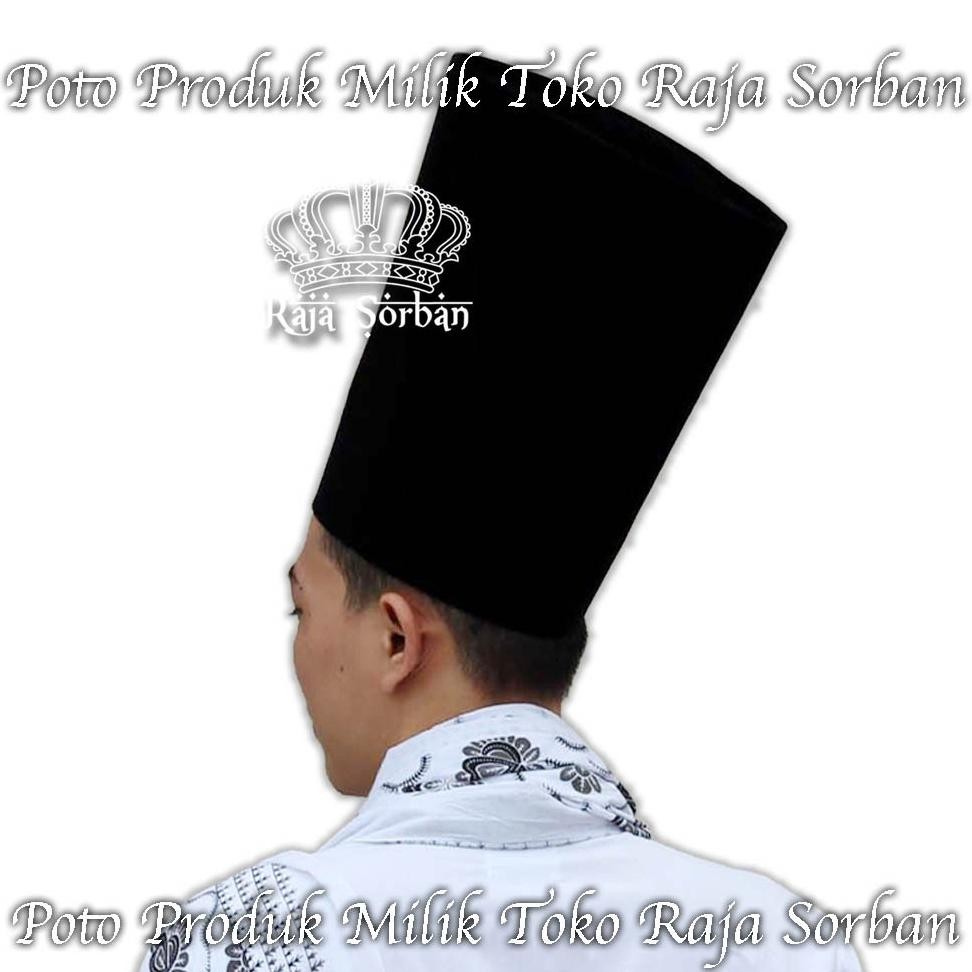PROMO Songkok Tinggi 50cm Hitam Polos - Songkok Hitam Polos 50 CM - Songkok Kopiah Peci Tinggi 50cm 