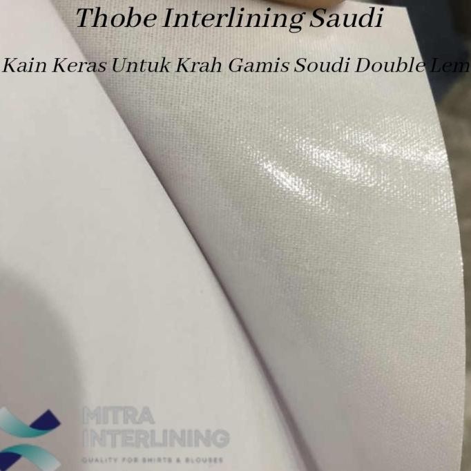 Promo Terbaru, Kain Keras Full Lem Bulak Balik Gamis Saudi Arab 2 Face Fusible Thobe