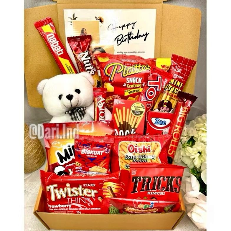 

ORIGINAL SNACK BOX Kado Ulang Tahun / Hampers Snack Murah / Buket Snack / Buket Jajan / Kado Ulang Tahun / Hadiah Ulang Tahun / Hadiah Valentine / Kado Valentine / Kado Anniversary / Hadiah Anniversary / Hadiah Birthday / HAMPERS CEWEK / Kado Natal y-76