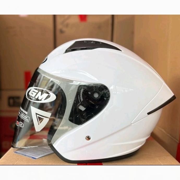 GM G1 SOLID WHITE ORIGINAL HELM MOTOR HALF FACE GM G-1 POLOS PUTIH SNI