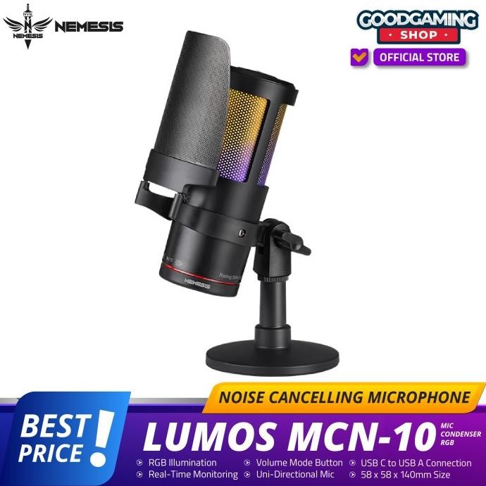 NYK NEMESIS MIC CONDENSER RGB WITH NOISE CANCELLING NEMESIS LUMOS MCN-10 | MCN10 MICROPHONE