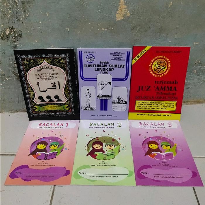 

Paket 6 Buku Bacalah123,Iqro Besar,Tutunan Sholat,Juz'Amma Merah