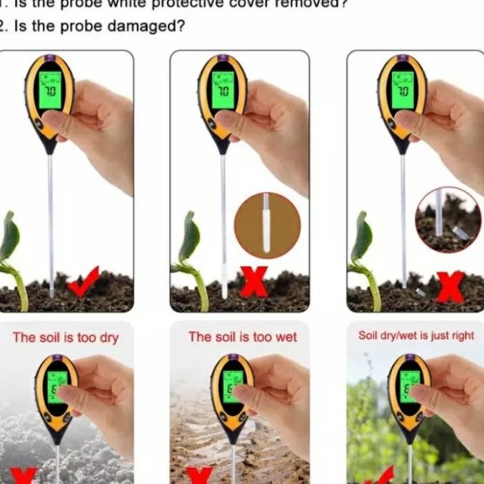 Digital Soil Analyzer Tester Meter Alat Ukur pH Tanah 4 in 1 + Batre [terbaik]