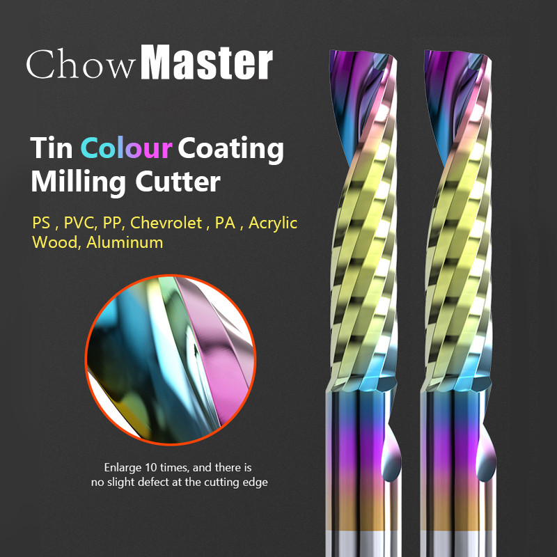 FIDU Single Flute Spiral Milling Cutter 3.175/4/5/6/8mm Shank For Wood/Plastic/Acrylic 1 Flute CNC R