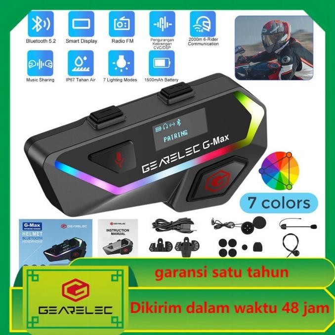 GEARELEC G-MAX Motor Helm Bluetooth 5.2 6 Orang Intercom Headset