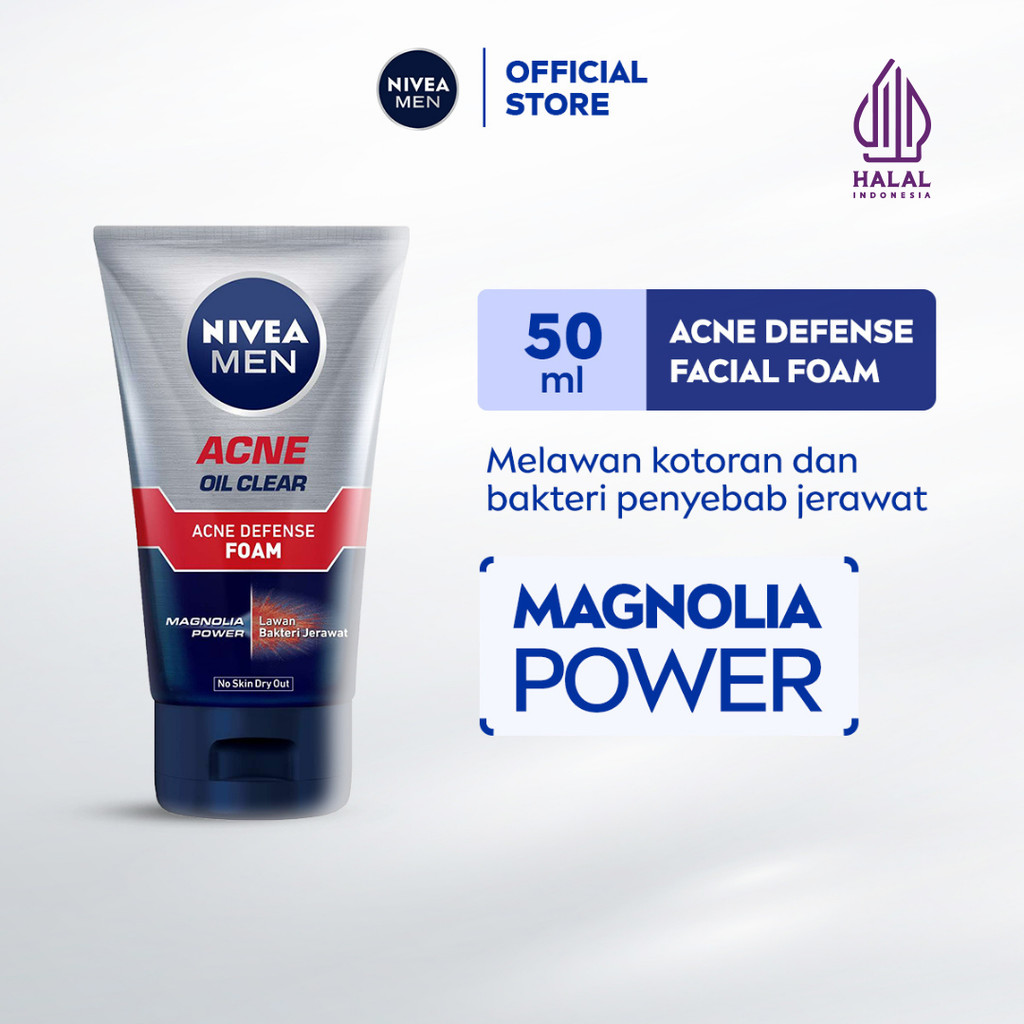 NIVEA MEN Facial Foam Oil Clear Acne Defense  50ml - Sabun cuci muka pria bebas jerawat anti bakteri