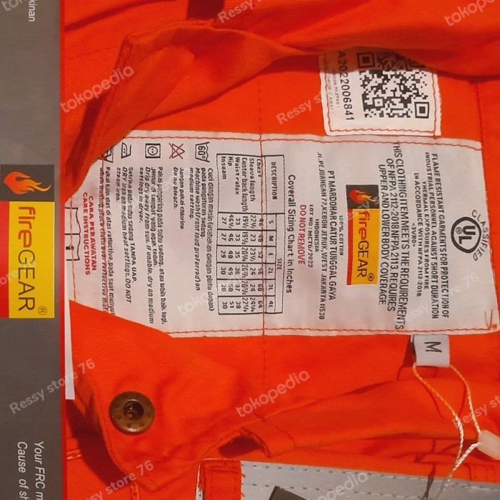 Coveroll Wearpack Anti Api NFPA 2112