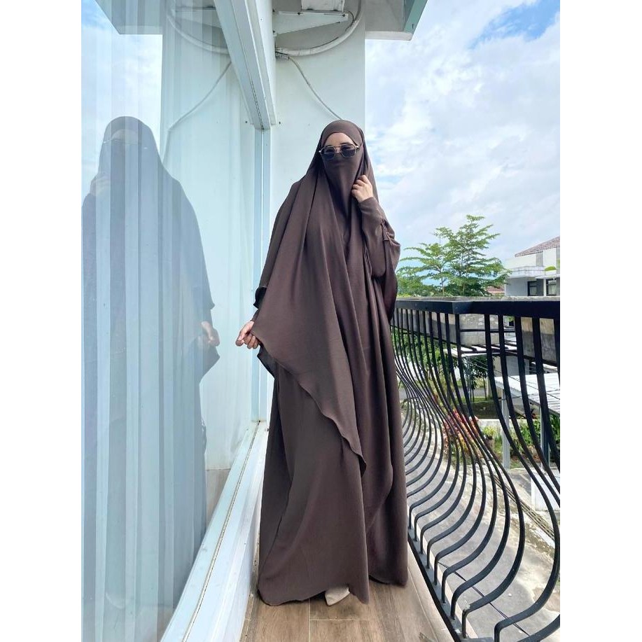 Terbaru, Syaqi Gamis Abaya Set French Khimar Jumbo Syari Wanita Muslim Haji Umroh Model Turki Arab M