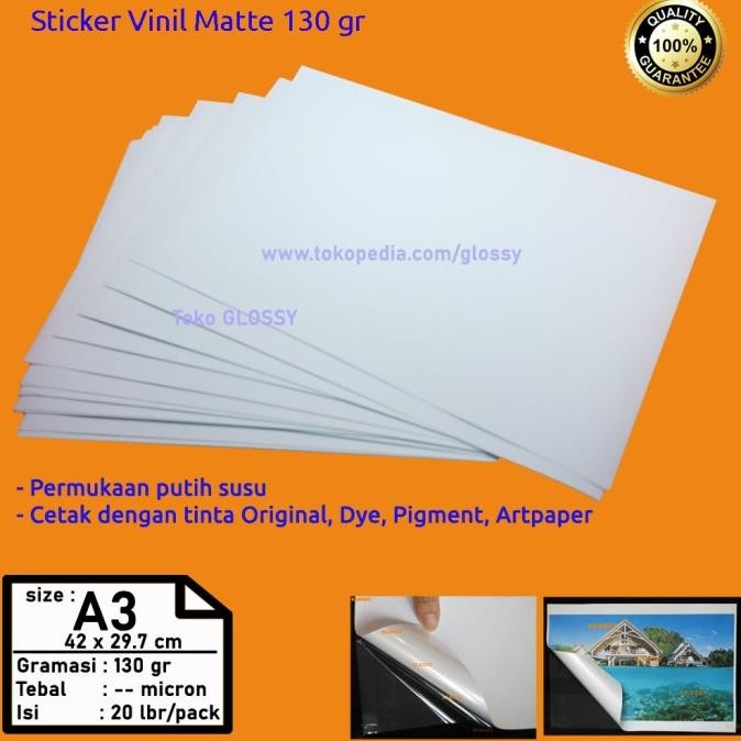 

STICKER VINYL MATTE A3 130 GSM / STIKER VINIL MATTE A3 130 GR