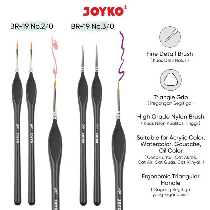 

Gr-8 Brush Kuas Cat Air Lukis Acrylic Joyko Br-19 Ergonomic Triangular