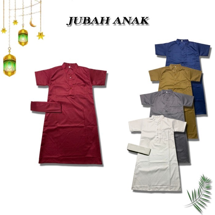 Jubah Muslin anak laki-laki lengan pendek / gamis anak