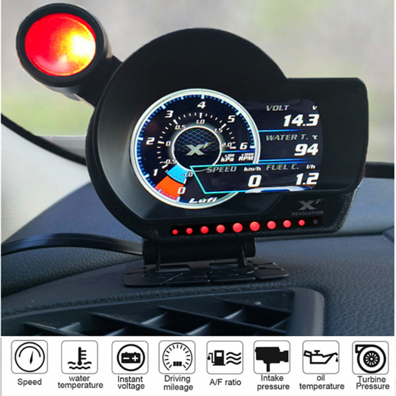 RIJO LUFI XF OBD2 Digital Turbo Boost Oil Pressure  Temperature Gauge For Car Afr RPM Fuel Level Spe
