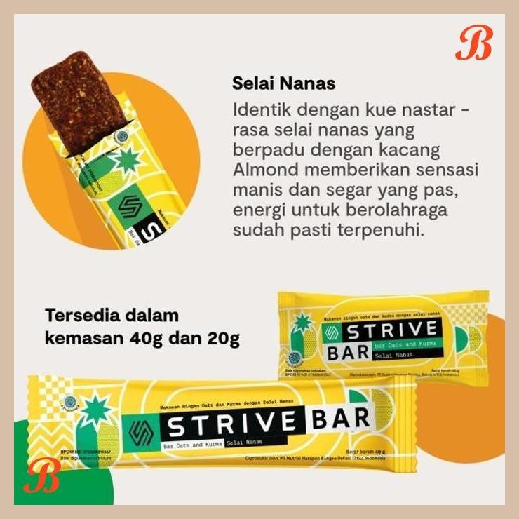 

| NS | STRIVE BITE SELAI NANAS NASTAR ENERGY BAR 1BOX ISI 5PCS