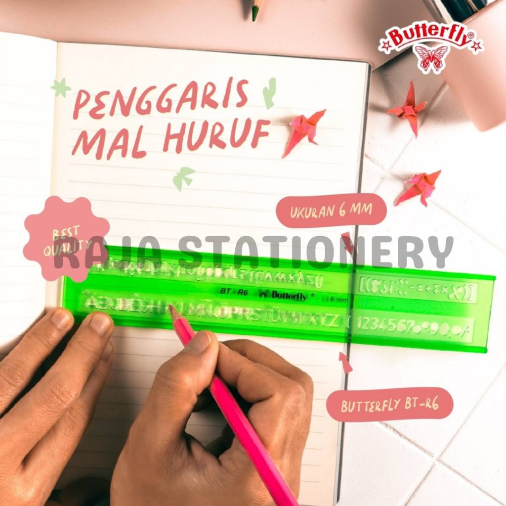 

Butterfly Ruler Alphabetical Templates Number 5mm / Penggaris Cetakan Huruf Sablon Angka Mal 5 mm BT-R5 RAJA BIG BOX