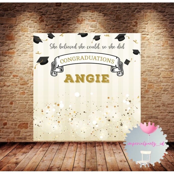 Custom Graduate Backdrop Banner Spanduk School Graduation White