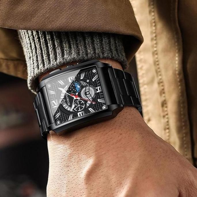 BINBOND 6575 Jam Tangan Pria Anti Air Original 100% Sport Fashion Stainless Steel Quartz Cowok Water