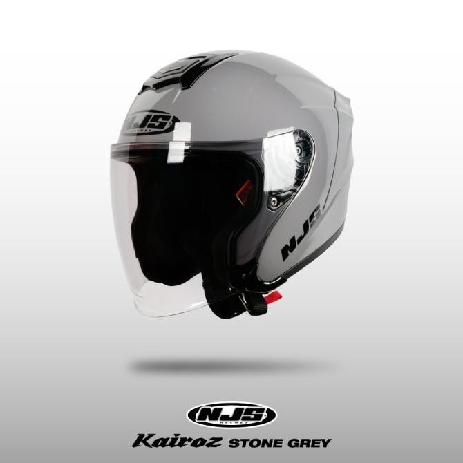 // Njs Kairoz Stone Grey Gloss/Doff - Helm Half Face //