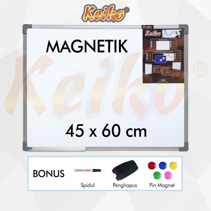

Papan Tulis Whiteboard Gantung Magnet Single Face Keiko 45 X 60 Cm