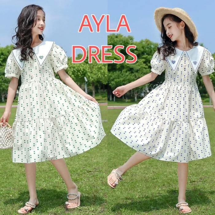 Ayla Dress Anak Cewek Baju Fashion Korea Anak Remaja Cewek Import Adem {TerlarisBest Seller}